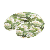 White orchid flower tropical leaves pattern U-Shaped Travel Neck Pillow