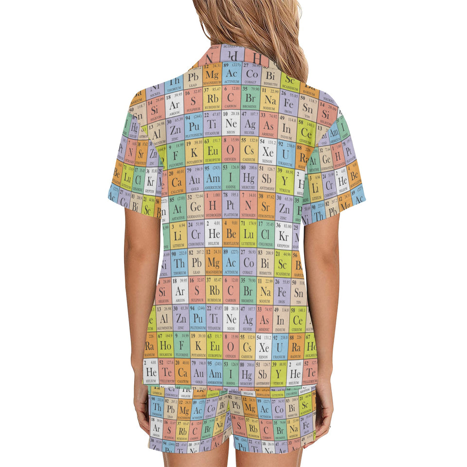 Chemistry Periodic Table Pattern Print Design 01 Women's V-Neck Short Pajama Set