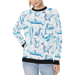 Watercolor dolphin pattern Women's Crew Neck Sweatshirt