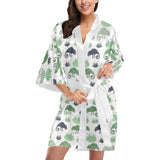 Chameleon lizard succulent plant pattern Women's Short Kimono Robe