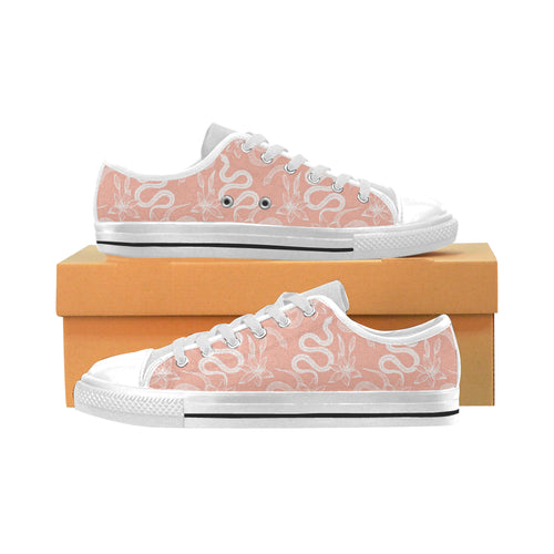 Snake lilies flower pattern Men's Low Top Shoes White