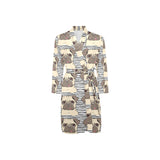 Happy pug pattern Men's Long Sleeve Belted Night Robe