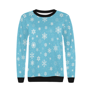 Snowflake pattern blue background Women's Crew Neck Sweatshirt