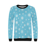 Snowflake pattern blue background Women's Crew Neck Sweatshirt