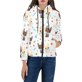 Cute Chihuahua dog pattern Women's Padded Hooded Jacket