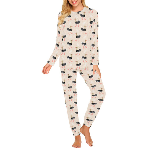 Ostrich Pattern Print Design 05 Women's All Over Print Pajama Set