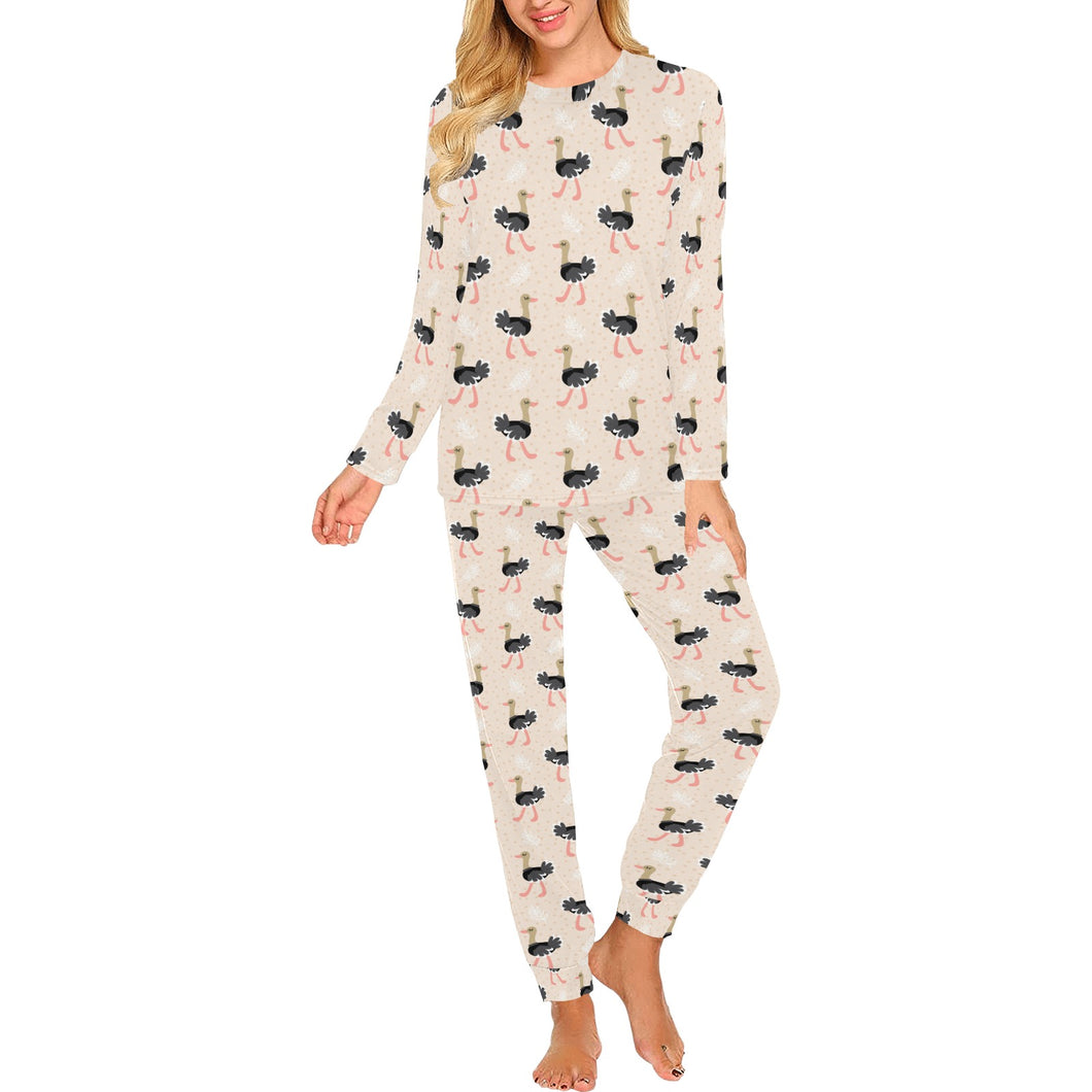 Ostrich Pattern Print Design 05 Women's All Over Print Pajama Set
