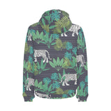 white bengal tigers tropical plant Men's Padded Hooded Jacket