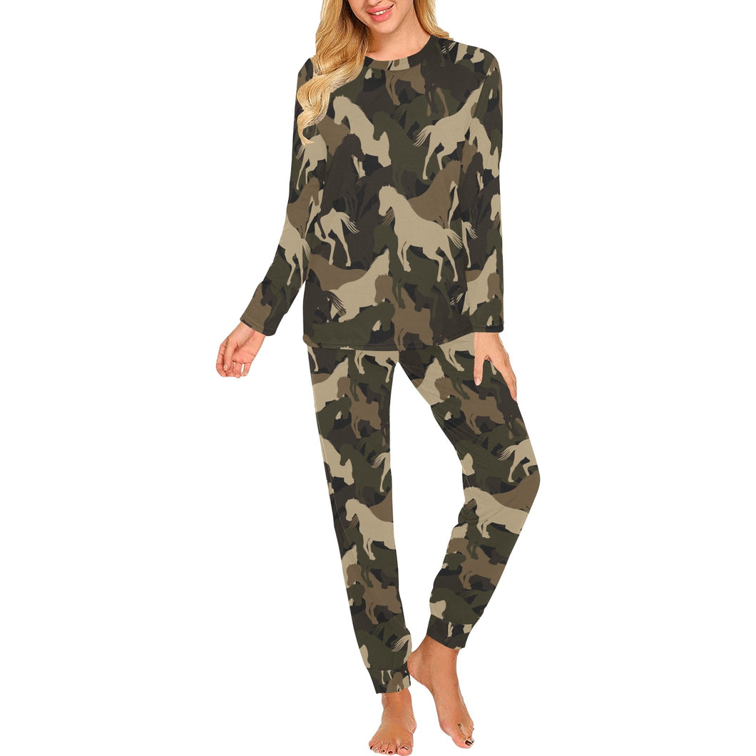 Horse Camouflage Pattern Women's All Over Print Pajama Set