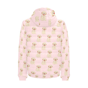 Golden Retriever Pattern Print Design 02 Men's Padded Hooded Jacket