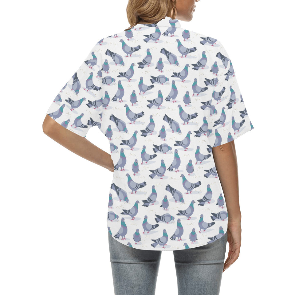 Pigeon Pattern Print Design 03 Women's All Over Print Hawaiian Shirt