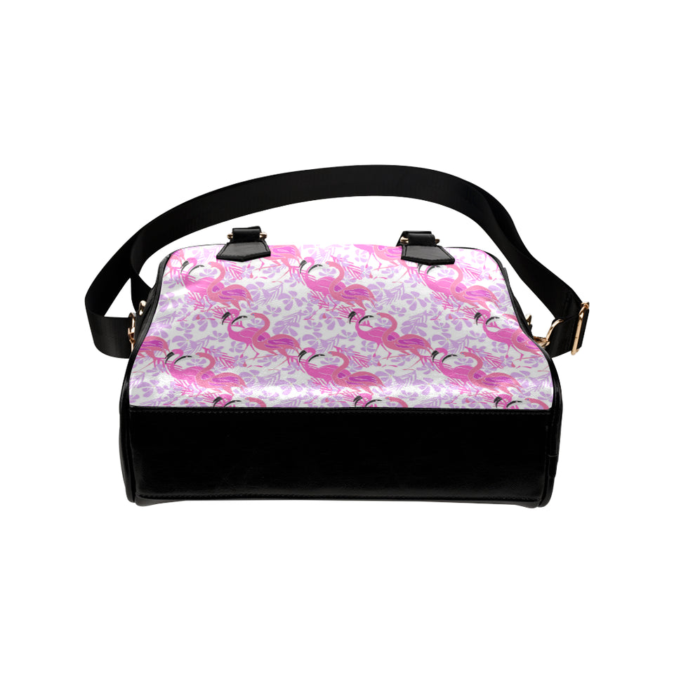 Pink flamingo flower pattern Shoulder Handbag
