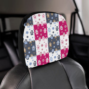 Teddy Bear Pattern Print Design 03 Car Headrest Cover