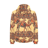Camel polynesian tribal design pattern Men's Padded Hooded Jacket