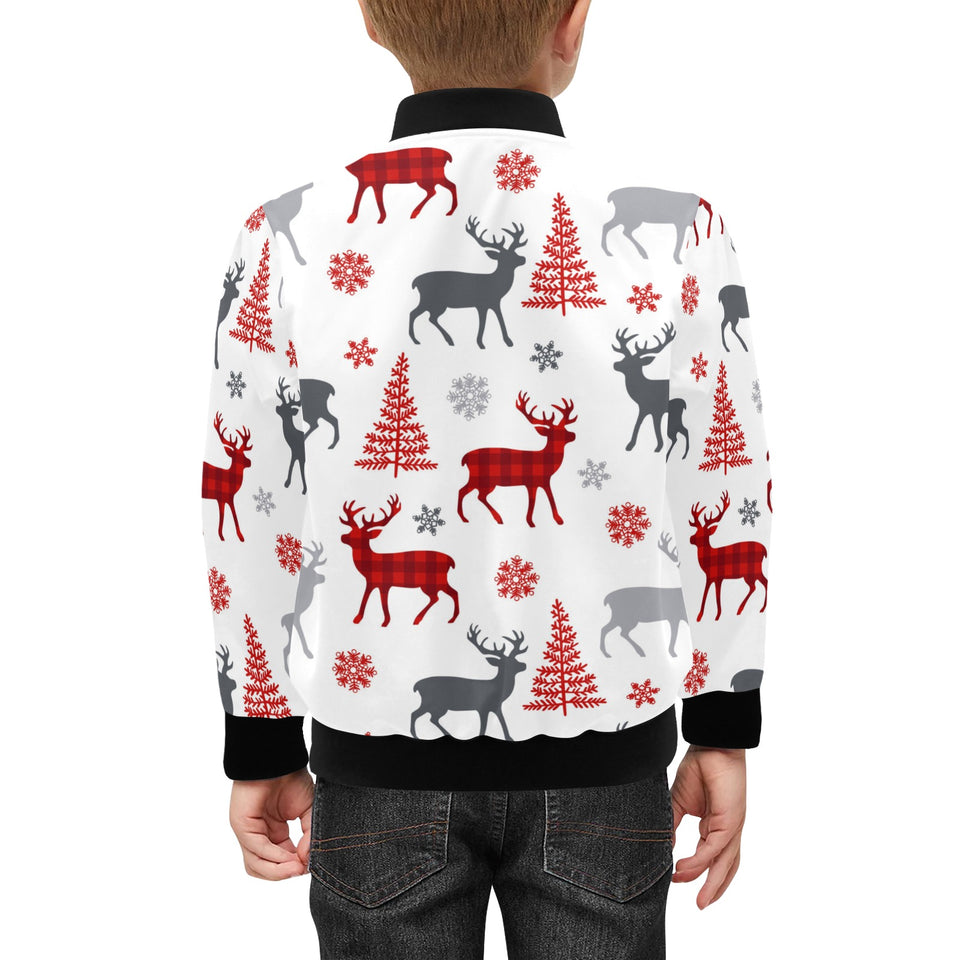 Deer tree snowflakes chrismas pattern Kids' Boys' Girls' Bomber Jacket