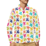 Pigeon Pattern Print Design 01 Men's Long Sleeve Polo Shirt