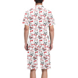 Yorkshire Terrier Pattern Print Design 04 Men's V-Neck Short Pajama Set