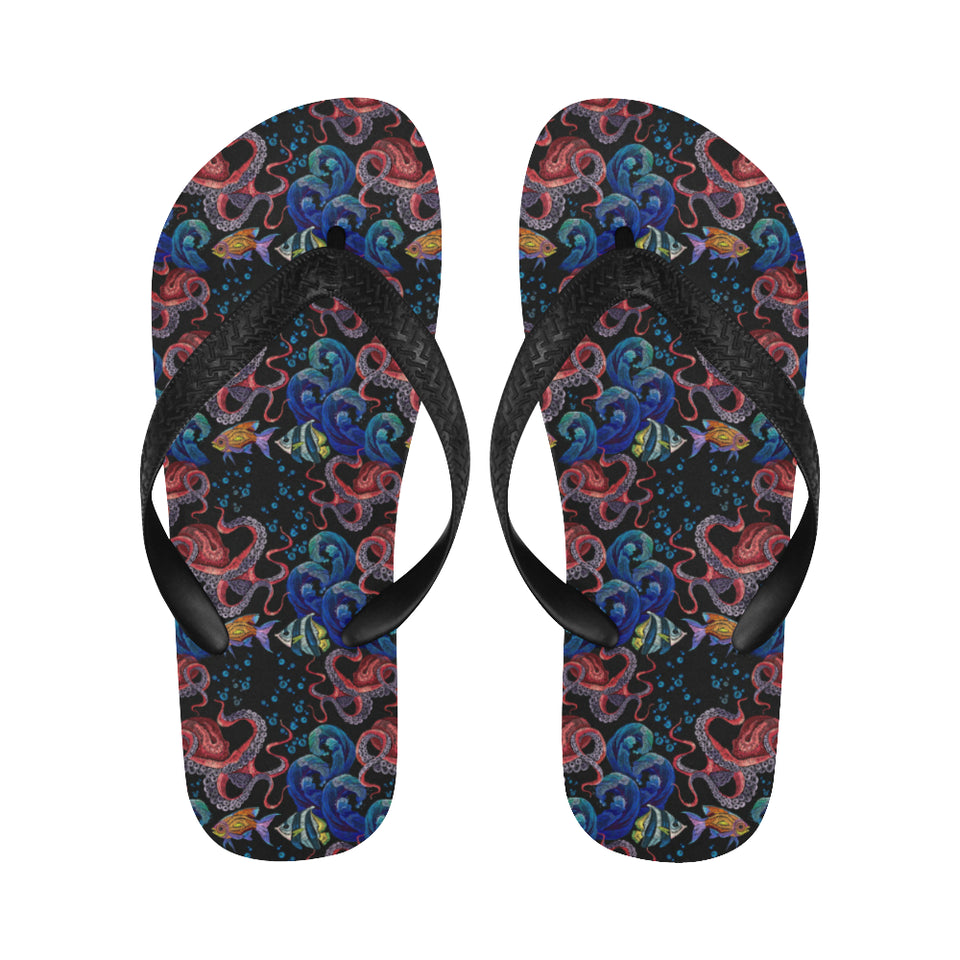 Octopus sea wave tropical fishe pattern Unisex Flip Flops