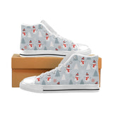 Snowman christmas  tree snow gray background Men's High Top Canvas Shoes White
