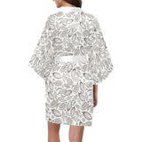 cacao beans leaves pattern Women's Short Kimono Robe