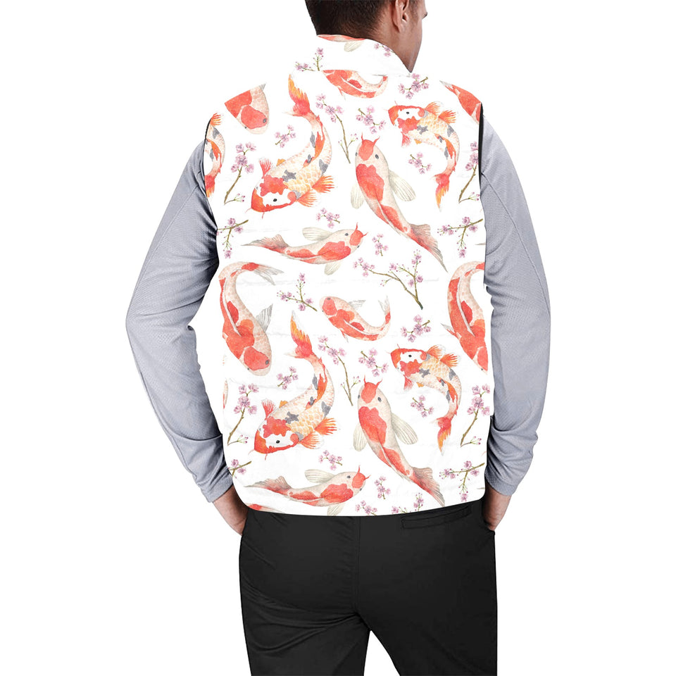 Watercolor Koi Fish Carp Fish pattern Men's Padded Vest
