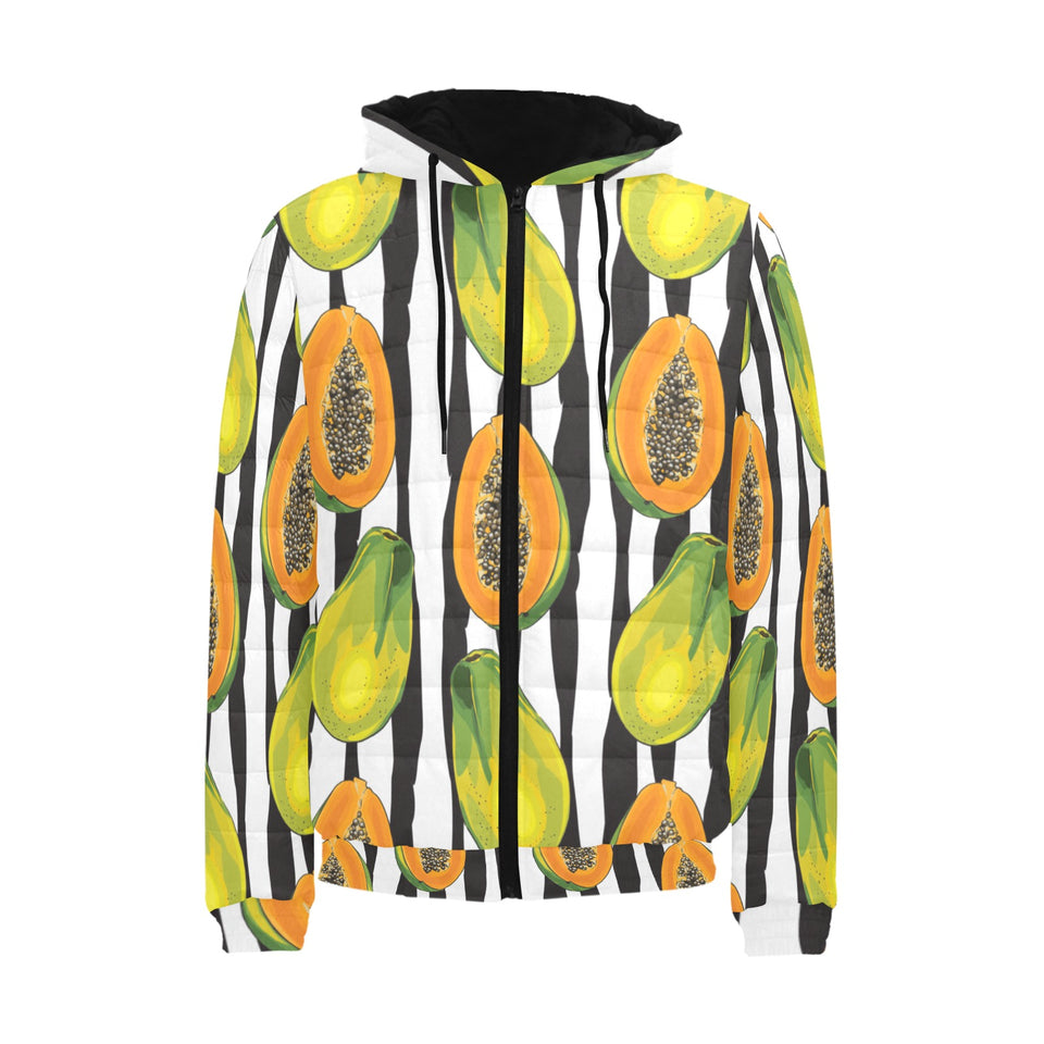 papaya design pattern Men's Padded Hooded Jacket