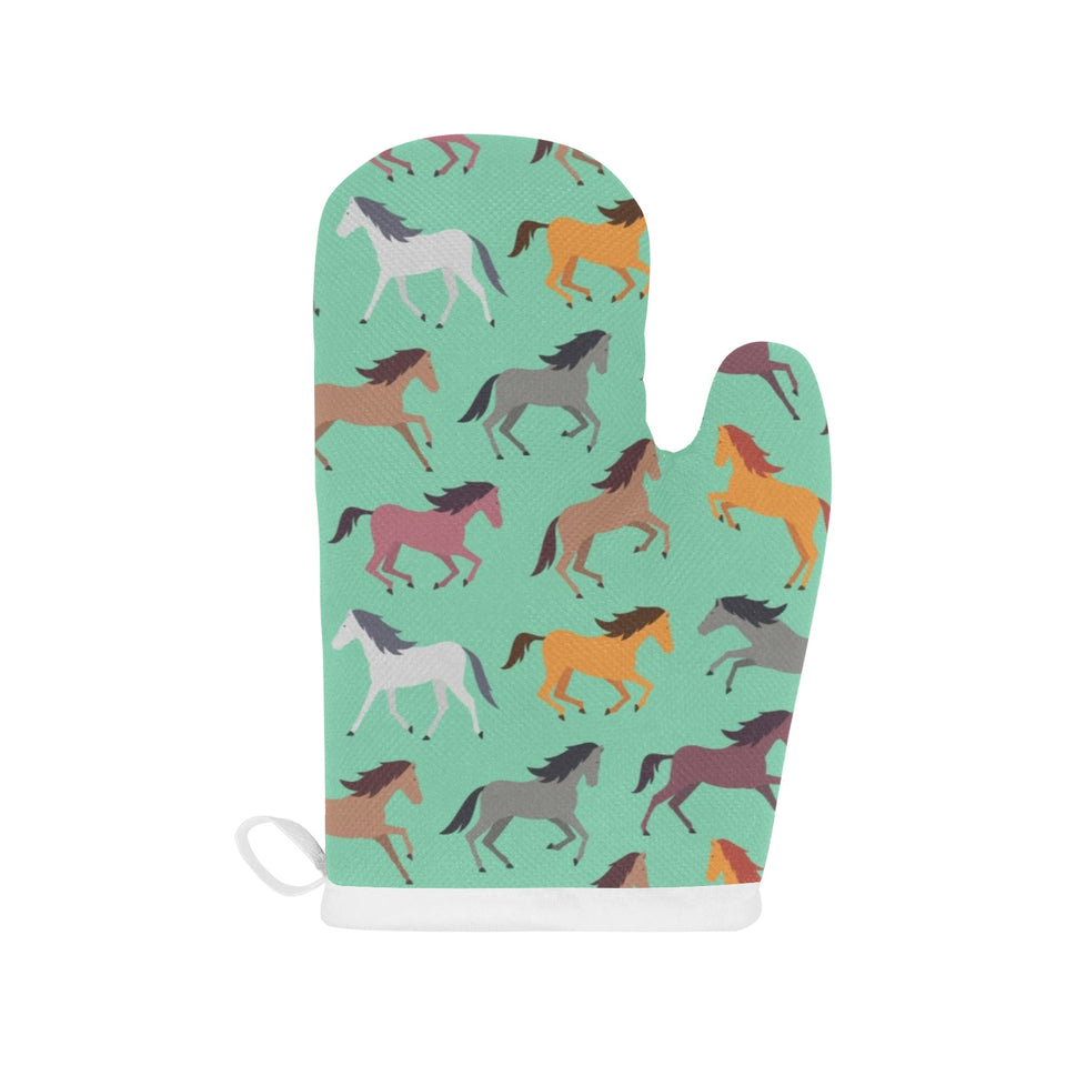 Colorful horses pattern Heat Resistant Oven Mitts