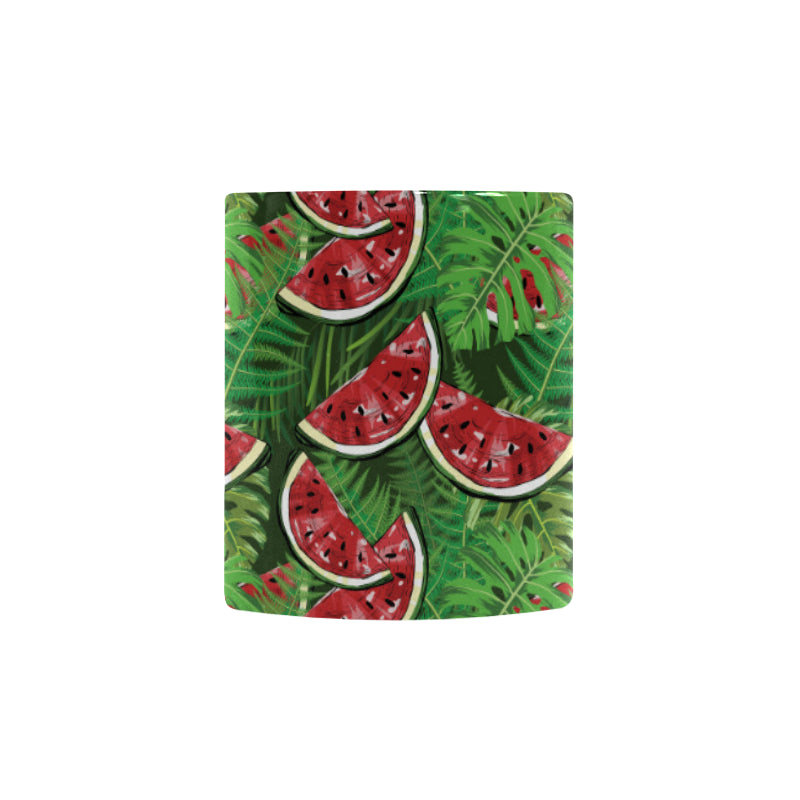 Watermelons tropical palm leaves pattern backgroun Morphing Mug Heat Changing Mug