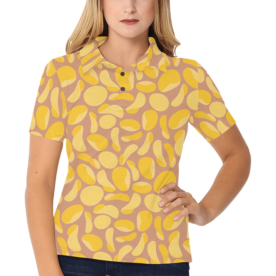 Potato Chips Pattern Print Design 01 Women's All Over Print Polo Shirt
