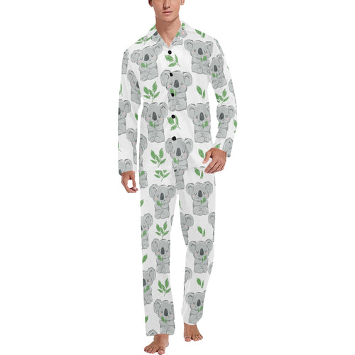 Hand drawn Koala leaves pattern Men's Long Pajama Set