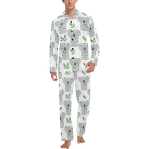 Hand drawn Koala leaves pattern Men's Long Pajama Set