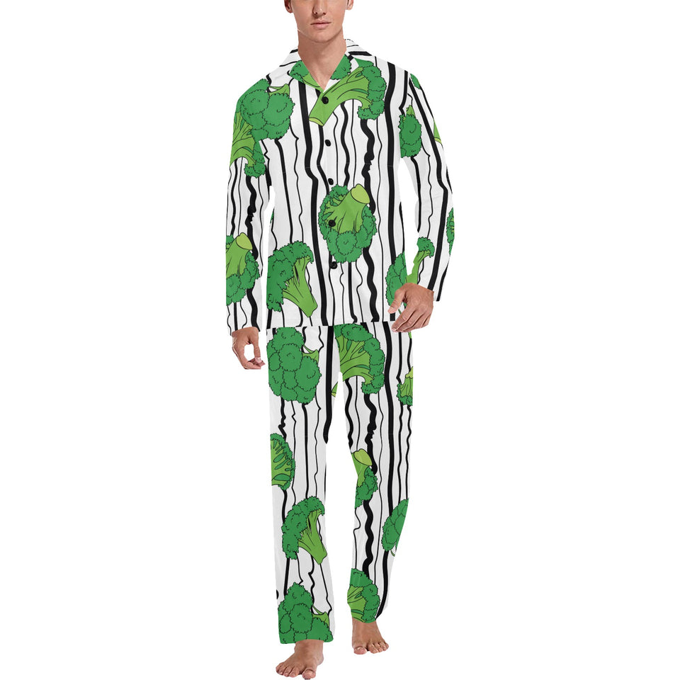 Cool Broccoli pattern Men's Long Pajama Set