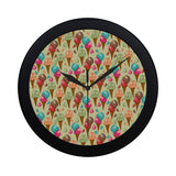 Colorful ice cream pattern Elegant Black Wall Clock