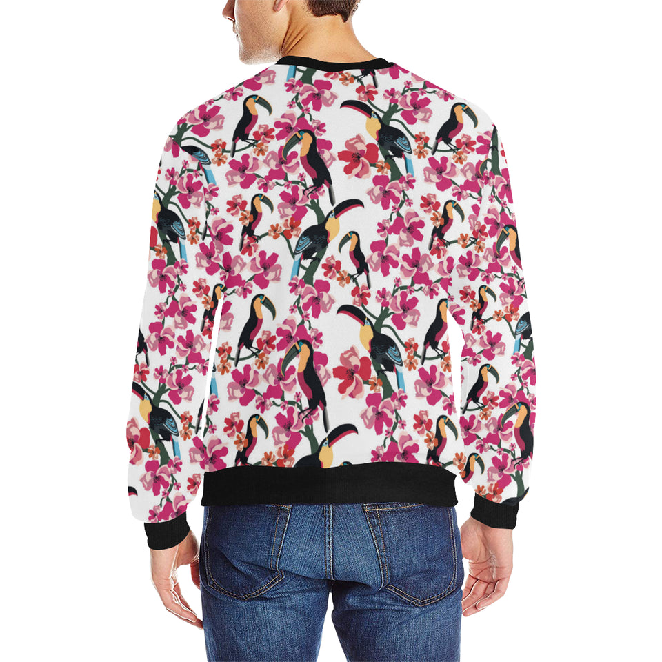 Toucan flower design pattern Men's Crew Neck Sweatshirt