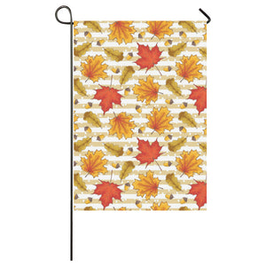 Maple leaf oak leaf acorns beige striped backgroun House Flag Garden Flag