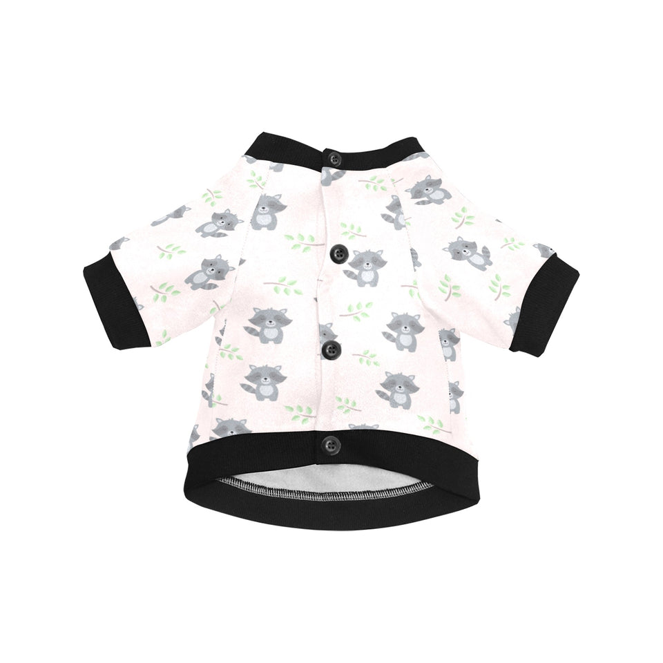 cute raccoons leaves pattern All Over Print Pet Dog Round Neck Fuzzy Shirt