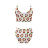 Darts Pattern Print Design 04 Chest Bowknot High Waisted Bikini Swimsuit