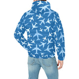 Airplane pattern in the sky Men's Padded Hooded Jacket