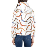 Boomerang Australian aboriginal ornament pattern Women's Padded Hooded Jacket