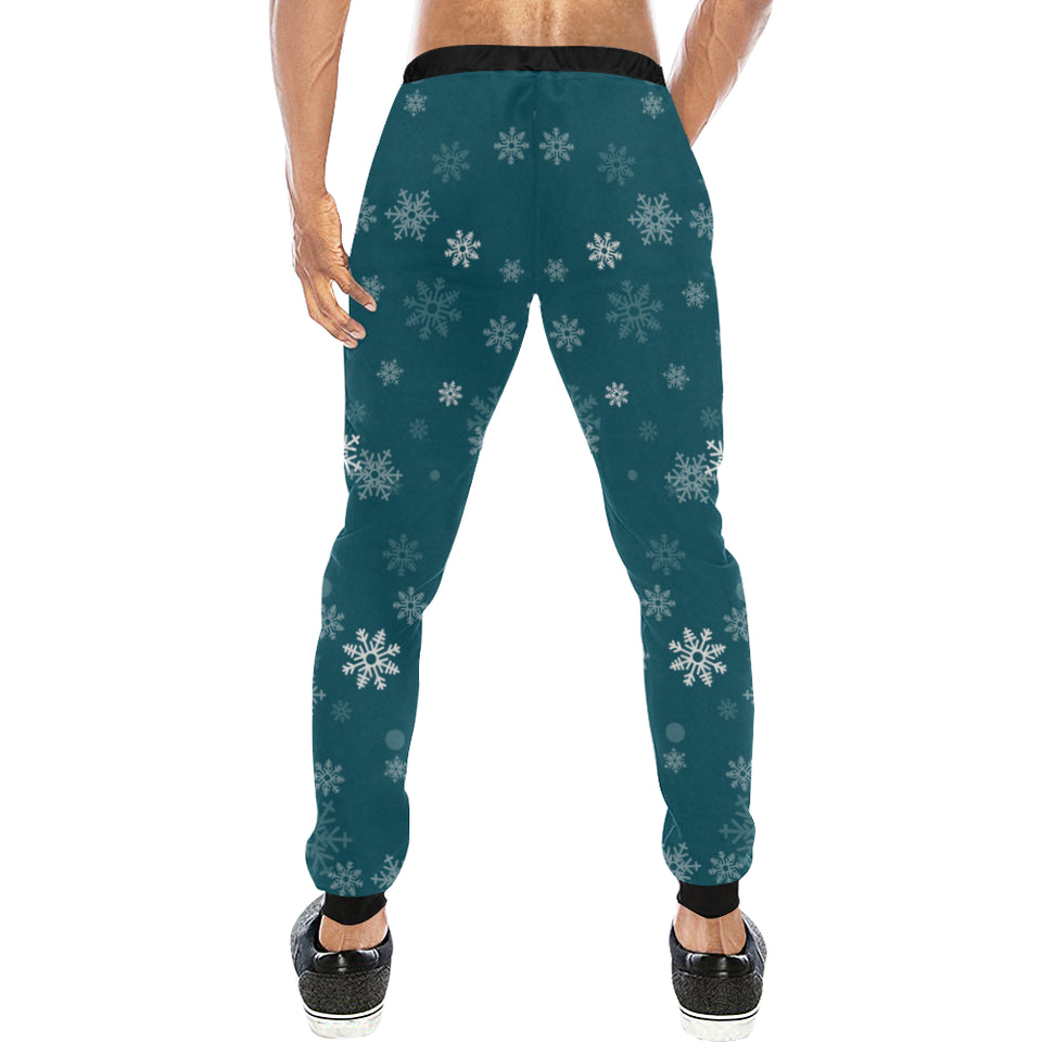 Snowflake pattern dark background Unisex Casual Sweatpants