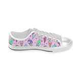 Cute ice cream cone animal pattern Men's Low Top Canvas Shoes White
