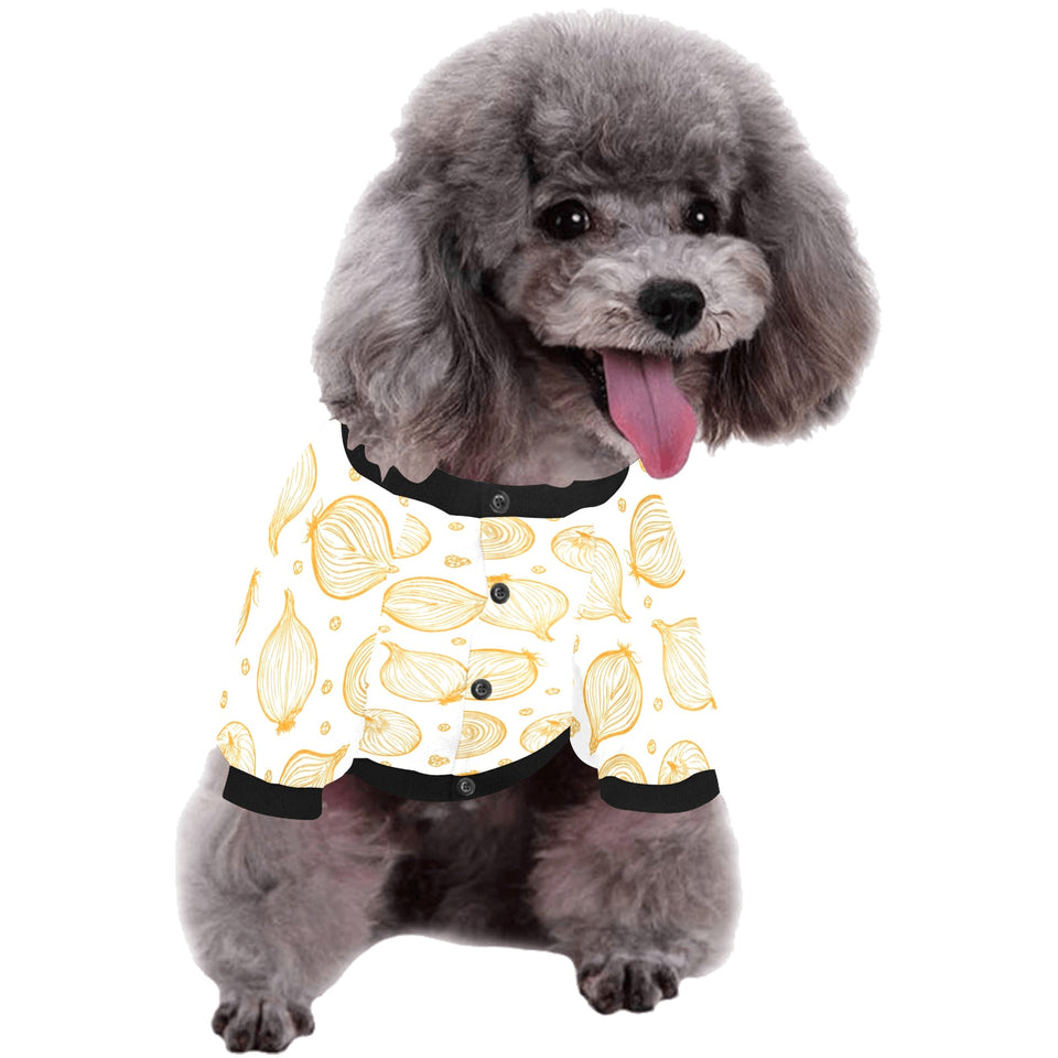 hand drawn onion pattern All Over Print Pet Dog Round Neck Fuzzy Shirt