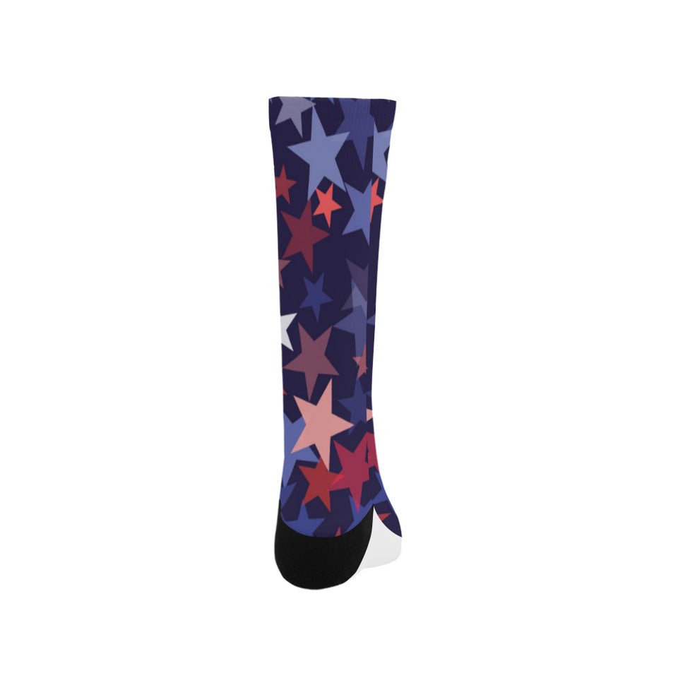 Red blue star pattern Crew Socks