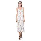 Chihuahua bone paw pattern V-Neck Open Fork Long Dress