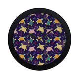 Colorful sea turtle pattern Elegant Black Wall Clock