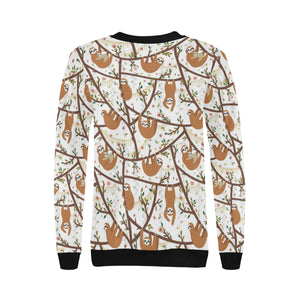 Sloths hanging on the tree pattern Women's Crew Neck Sweatshirt