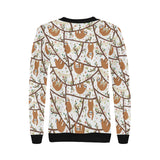 Sloths hanging on the tree pattern Women's Crew Neck Sweatshirt