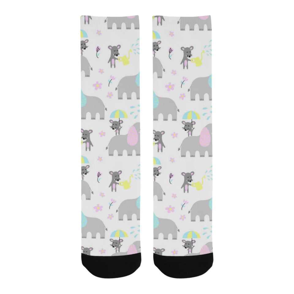 Cute elephant mouse pattern Crew Socks