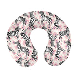 Zebra pink flower background U-Shaped Travel Neck Pillow