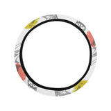 Siberian husky and colorful circle pattern Car Steering Wheel Cover